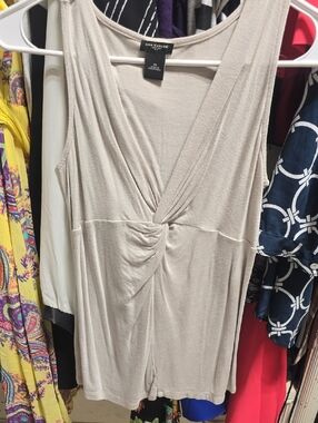 Ann Taylor Beige Twisted Front Tank Top
